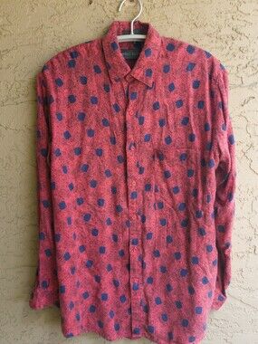 Basic Elements Abstract Button Down Shirt Men's Size S